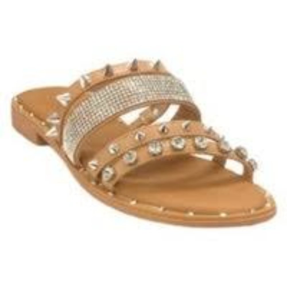NWOB Nicole Miller Romine Studded Vegan Leather Strappy Slip-on Sandal - Picture 6 of 6